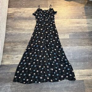 2bella Women’s Long Dress Black Floral Sleeveless Button Lateral Zíper S Small